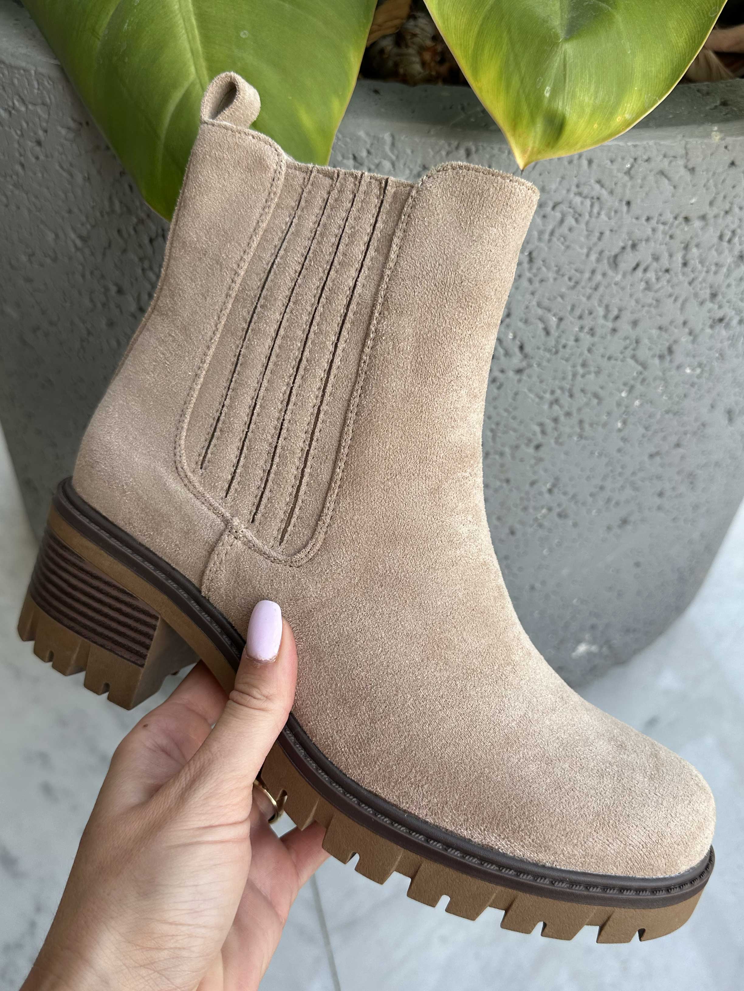 Cuba - Støvler i ruskindslook med bred hæl